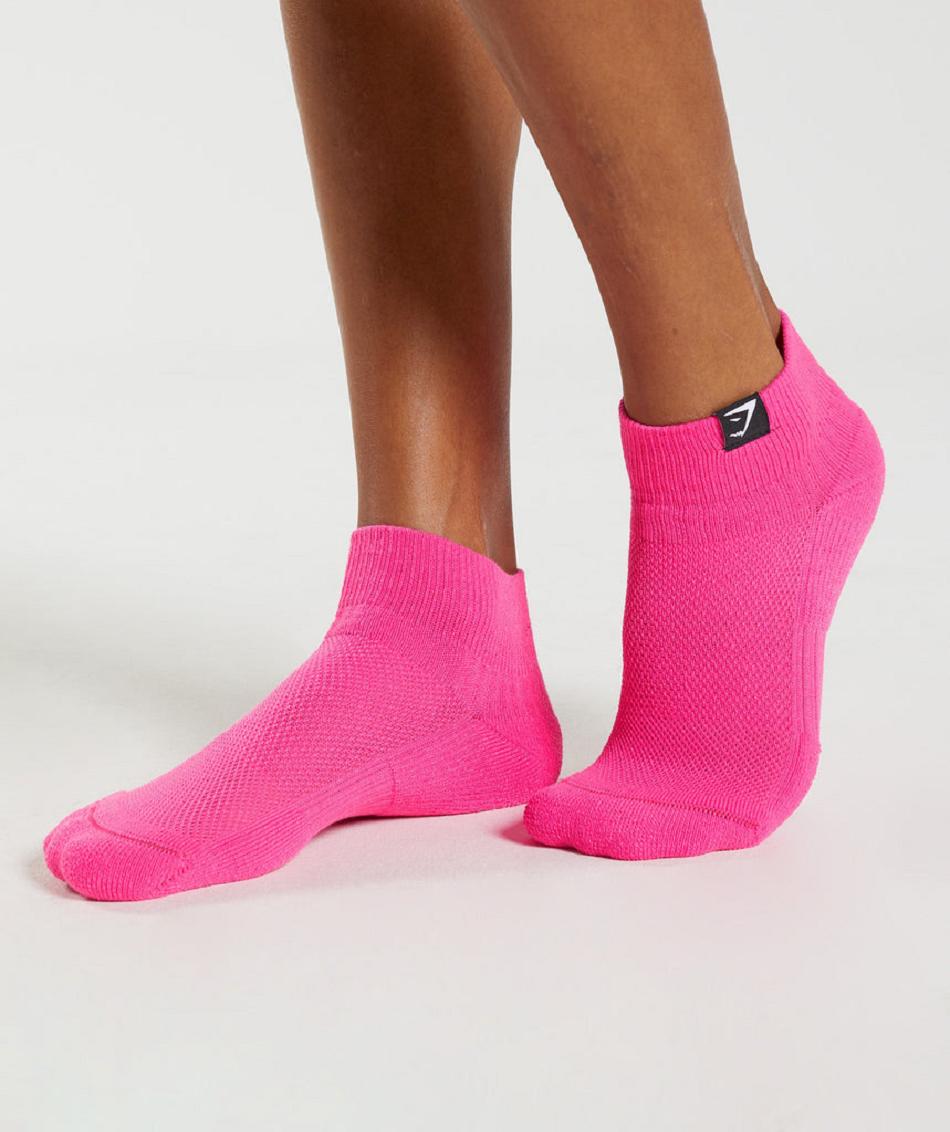 Calcetines Gymshark Woven Tab Sneaker 3pk Accessories Verdes Rosas Fucsia | MX_2777VRW