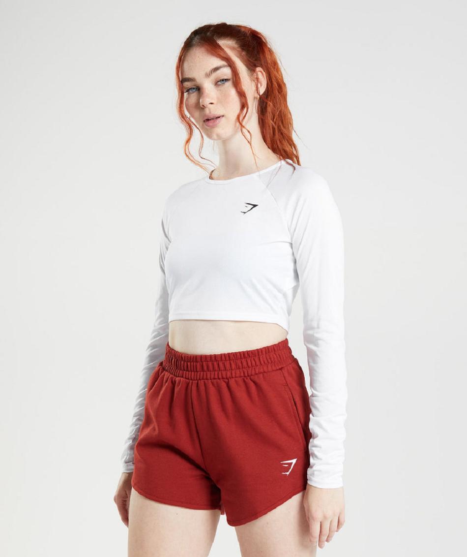 Camisa Recortada Gymshark Entrenamiento Long Sleeve Mujer Blancos | MX_4421GSO