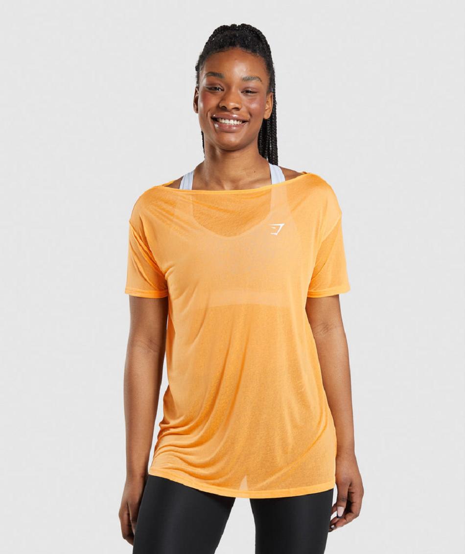 Camisa Recortada Gymshark Entrenamiento Oversized Mujer Albaricoque Naranjas | MX_4462AHK