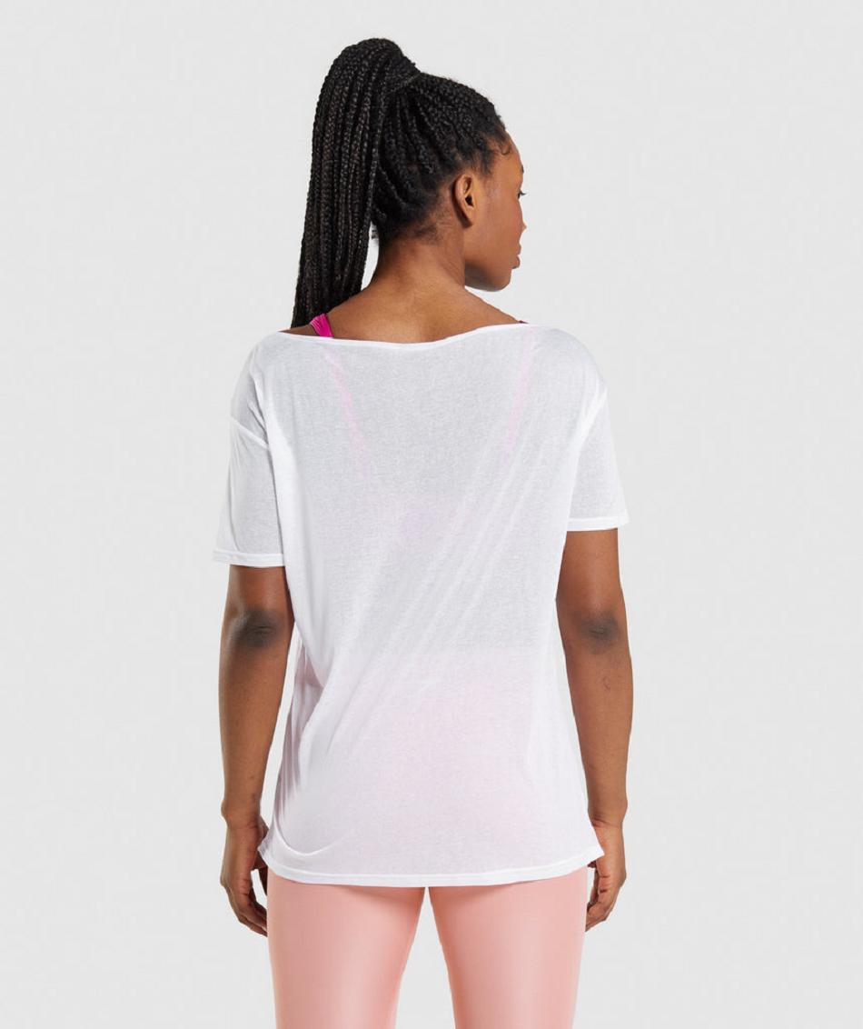 Camisa Recortada Gymshark Entrenamiento Oversized Mujer Blancos | MX_4466GSO