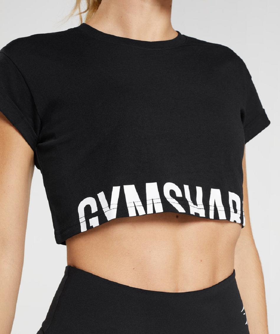 Camisa Recortada Gymshark Fraction Mujer Negros | MX_4424KOR