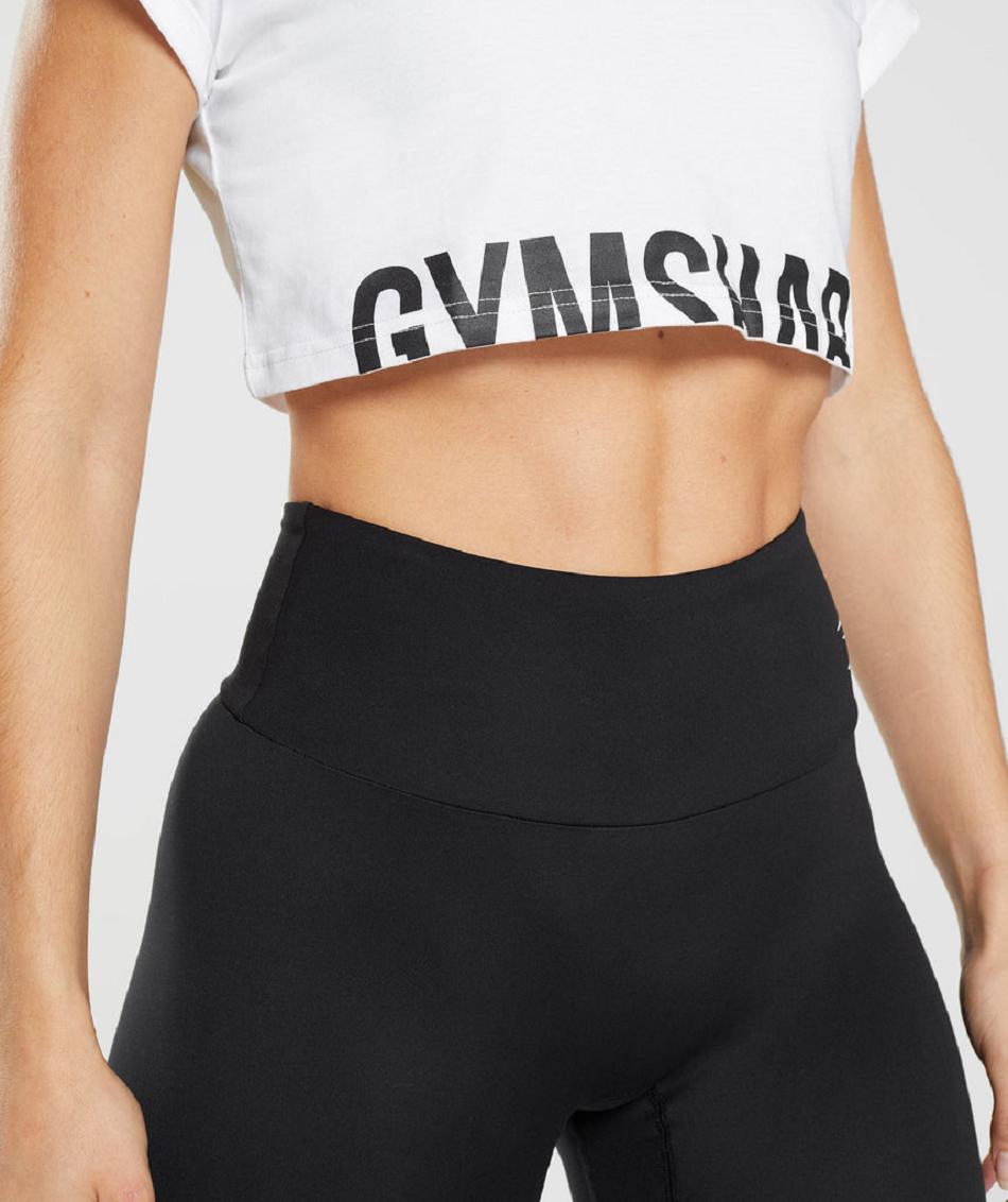 Camisa Recortada Gymshark Fraction Mujer Blancos | MX_4494PJJ