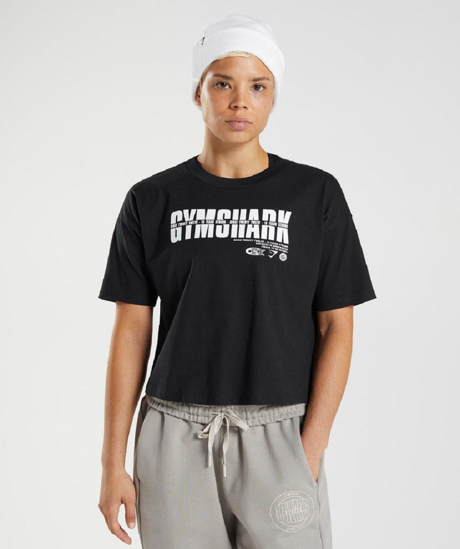 Camisa Recortada Gymshark Gs10 Year Midi Mujer Negros | MX_4447FDN