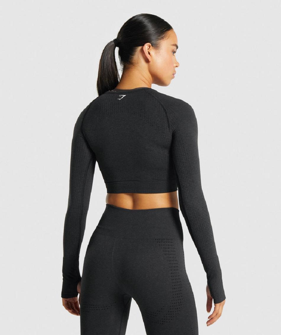 Camisa Recortada Gymshark Vital Seamless 2.0 Long Sleeve Mujer Negros | MX_4440ILH