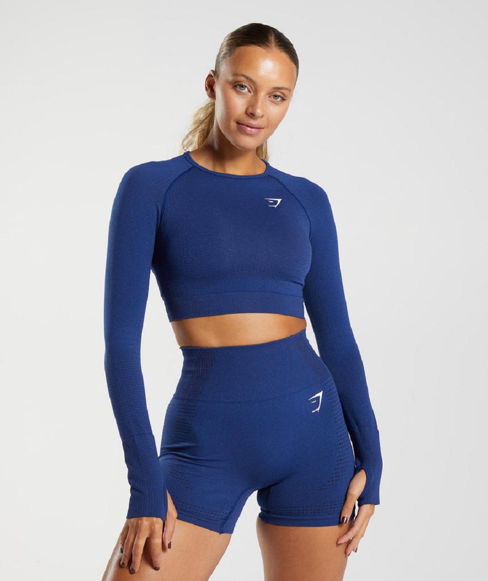 Camisa Recortada Gymshark Vital Seamless 2.0 Mujer Azules | MX_4445SGL