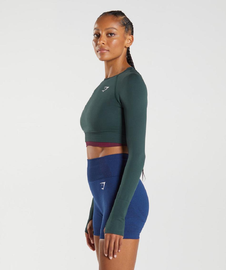 Camisa Recortada Gymshark Vital Seamless 2.0 Mujer Verdes | MX_4508VRW