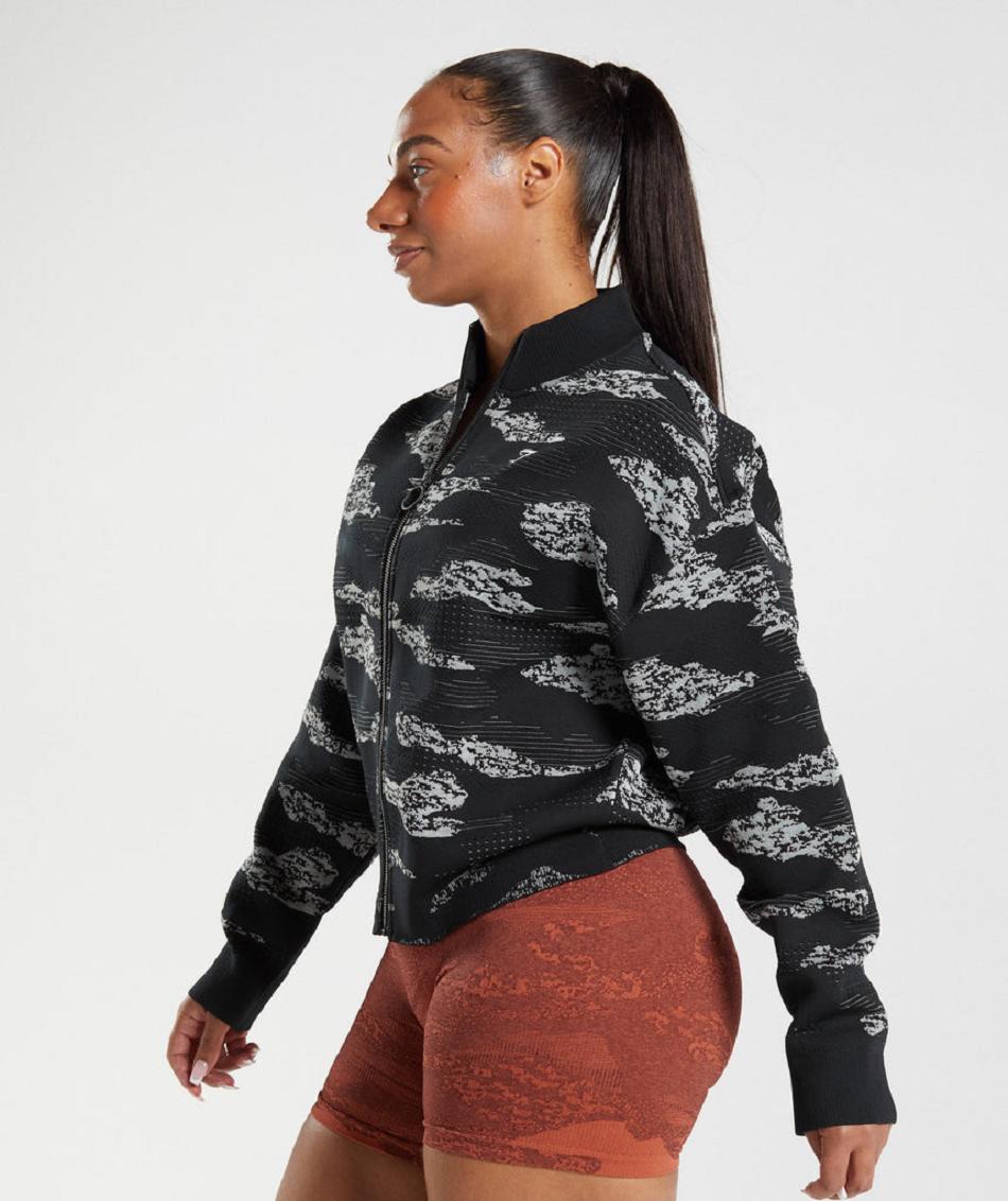 Chaquetas Gymshark Adapt Camo Seamless Pista Mujer Negros Grises Claro | MX_4285OKI