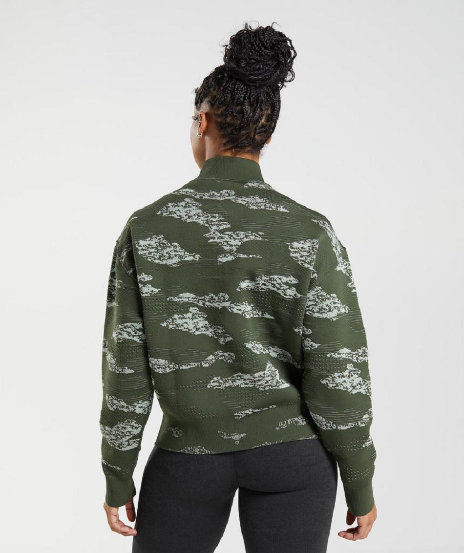 Chaquetas Gymshark Adapt Camo Seamless Pista Mujer Verde Oliva Verdes | MX_4286PJJ