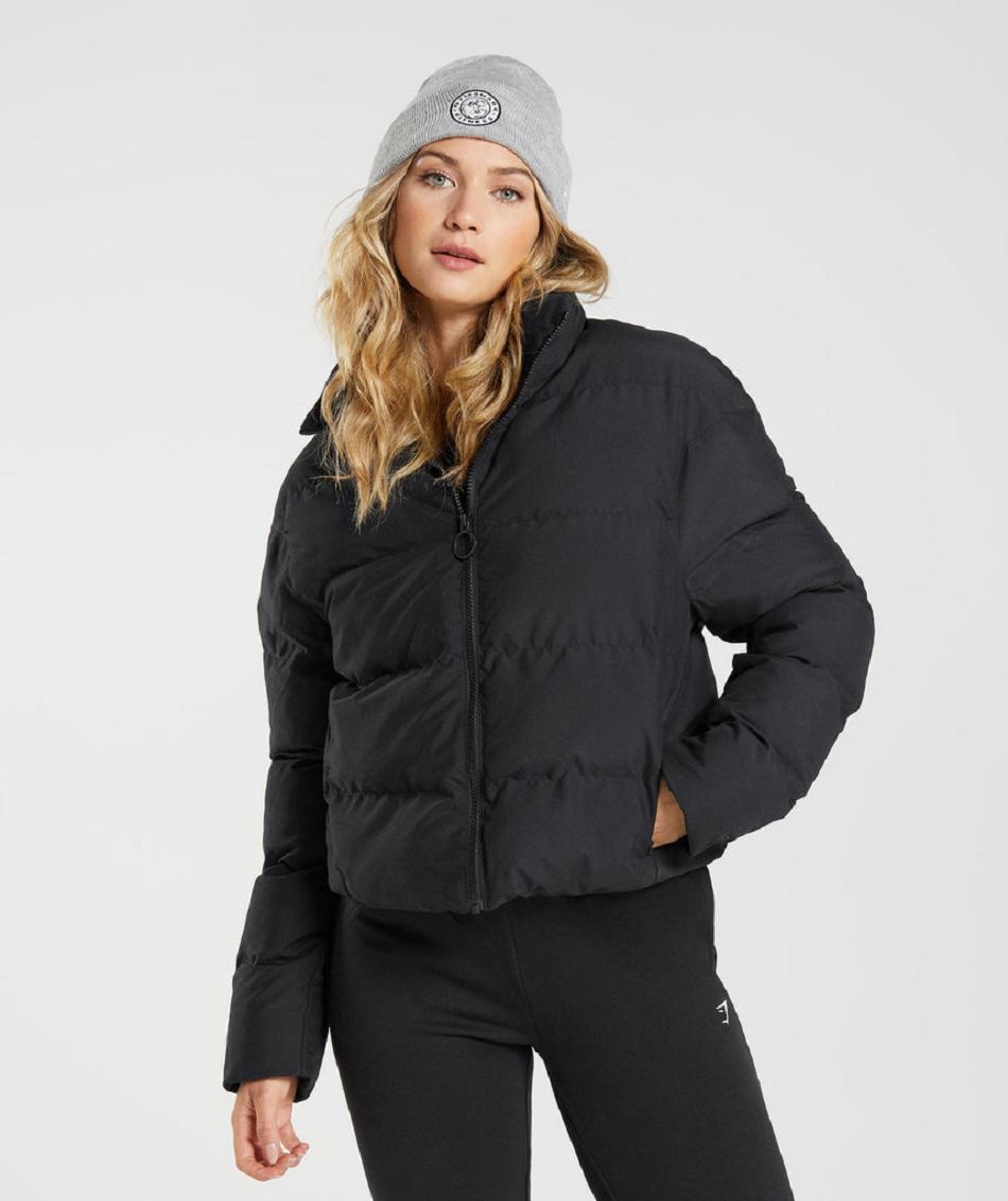 Chaquetas Gymshark Puffer Mujer Negros | MX_4290DFM