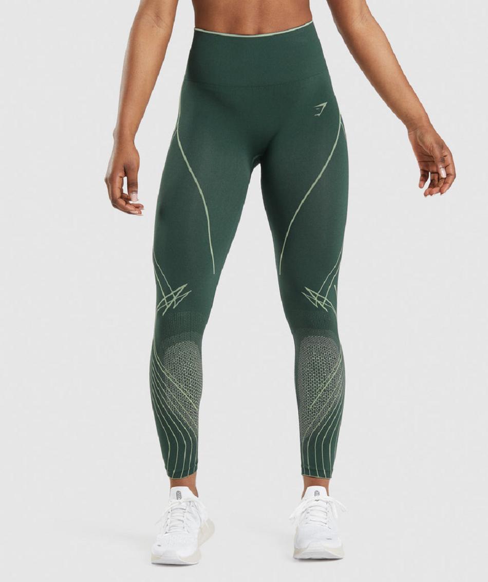 Leggins Gymshark Apex Seamless High Rise Mujer Obsidian Verdes Verdes | MX_4839LIS