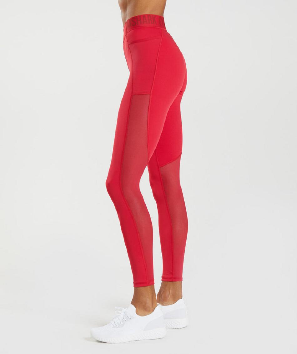 Leggins Gymshark Entrenamiento Brandmark Mujer Rojos | MX_4831AHK