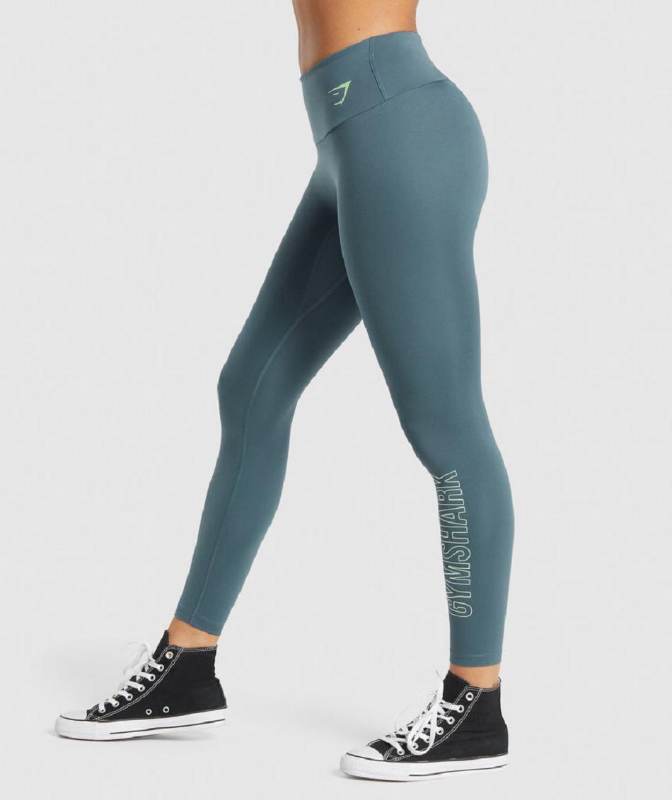 Leggins Gymshark Entrenamiento Estampados Mujer Turquesa | MX_4761HAP