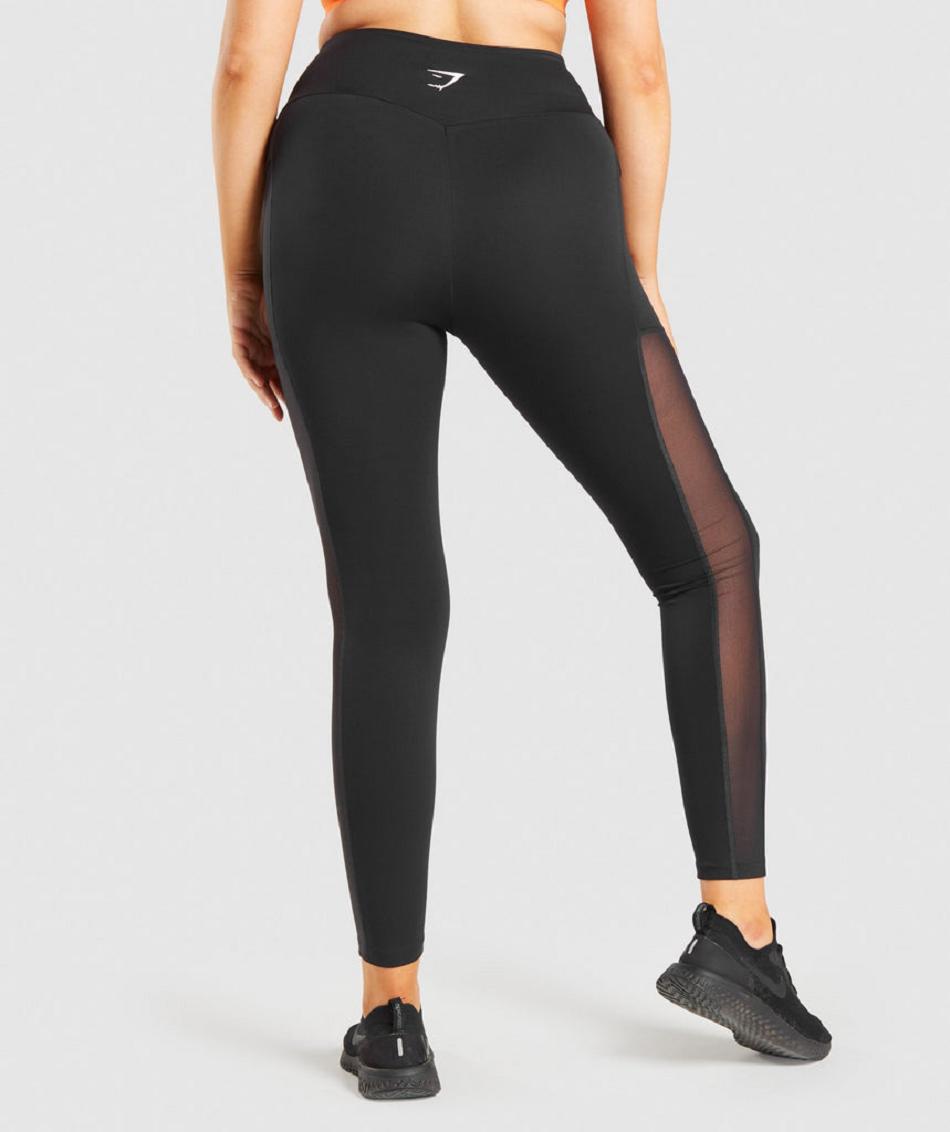 Leggins Gymshark Entrenamiento Mesh Pocket Mujer Negros | MX_4762JPQ