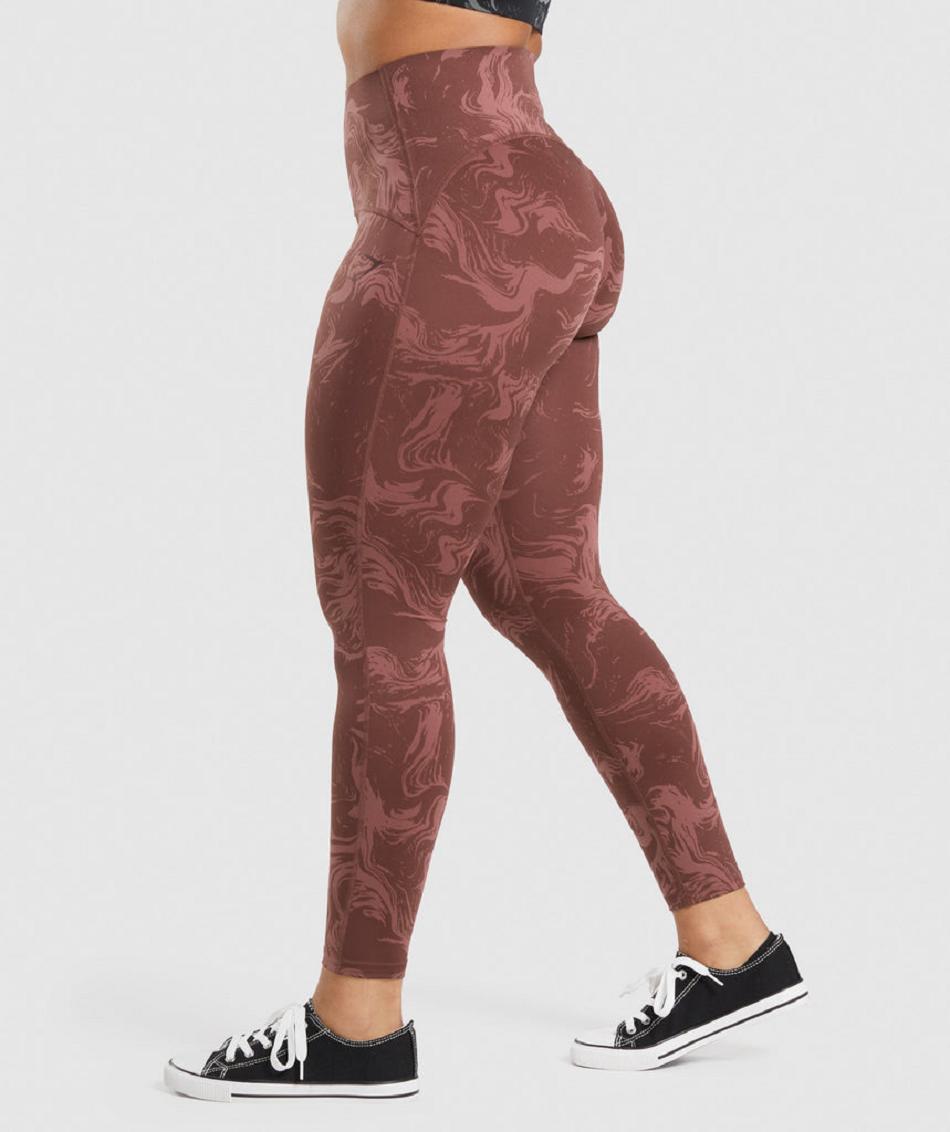 Leggins Gymshark Gs Power High Rise Mujer Rosas Marrom | MX_4777FDN