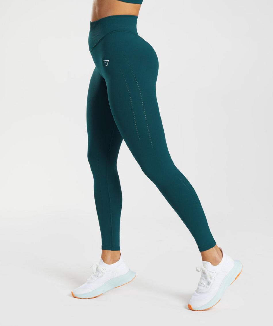 Leggins Gymshark Sweat Seamless Sculpt Mujer Turquesa | MX_4758DFM