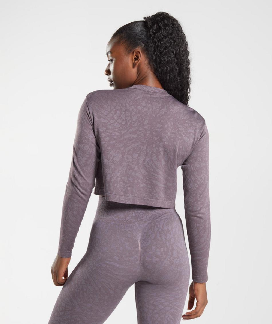 Long Sleeve Gymshark Adapt Animal Seamless Mujer Morados | MX_4273VRW