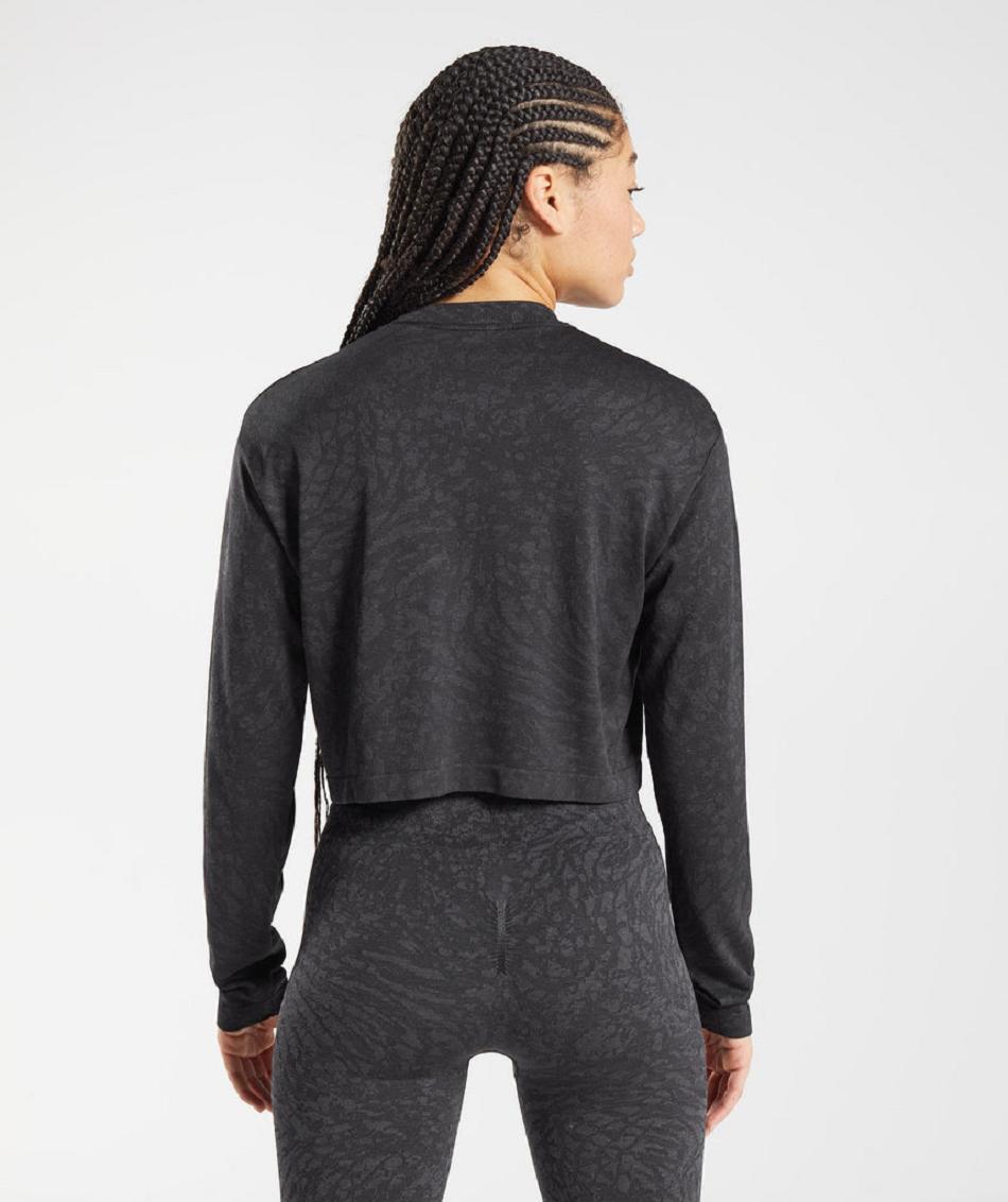 Long Sleeve Gymshark Adapt Animal Seamless Mujer Negros | MX_4274BEX