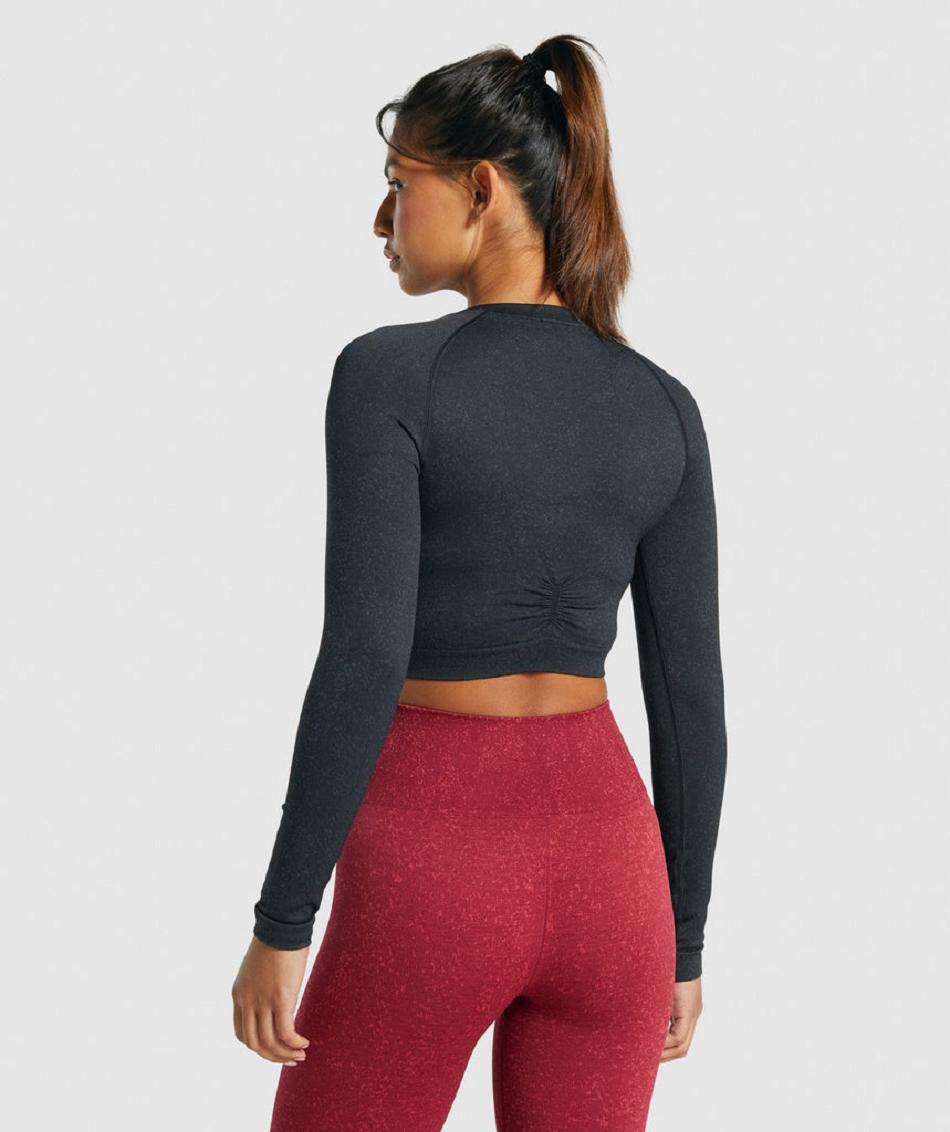 Long Sleeve Gymshark Adapt Fleck Seamless Mujer Negros | MX_4252QMA