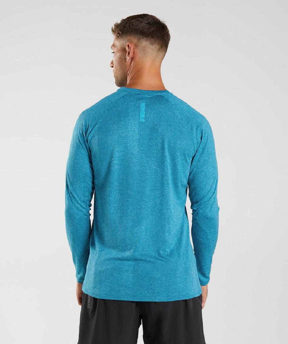 Long Sleeve Gymshark Apex Hombre Azules Grises Oscuro Azules | MX_3405SGL