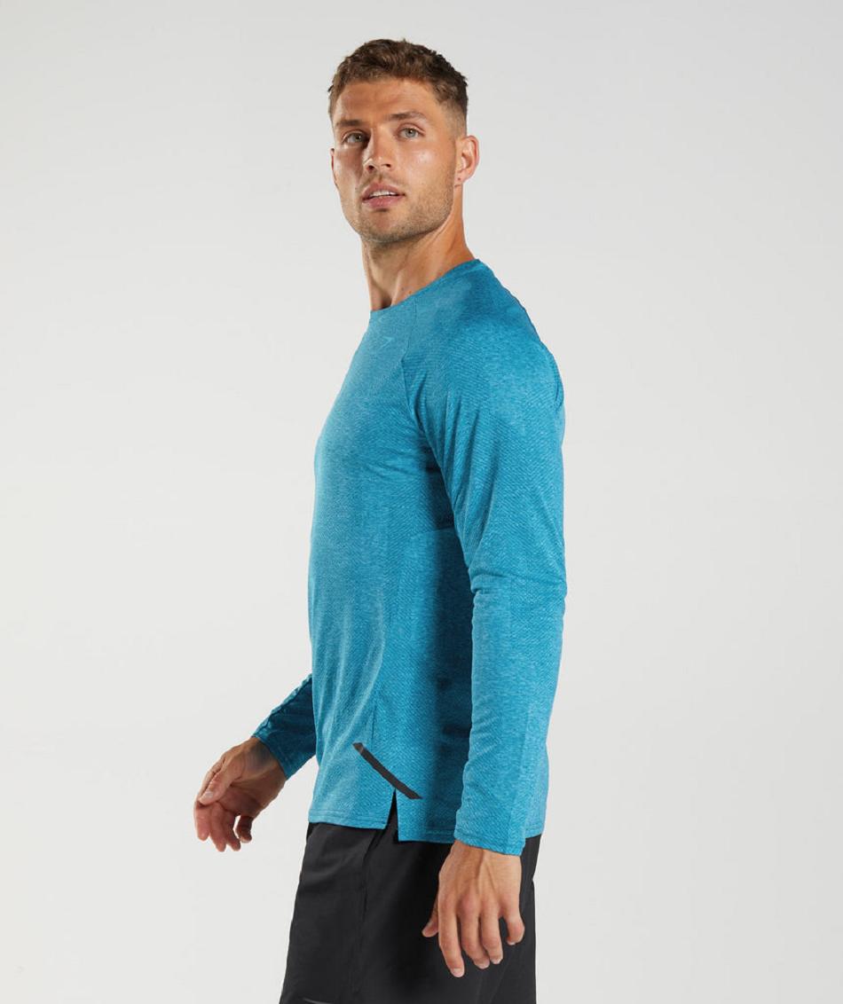 Long Sleeve Gymshark Apex Hombre Azules Grises Oscuro Azules | MX_3405SGL