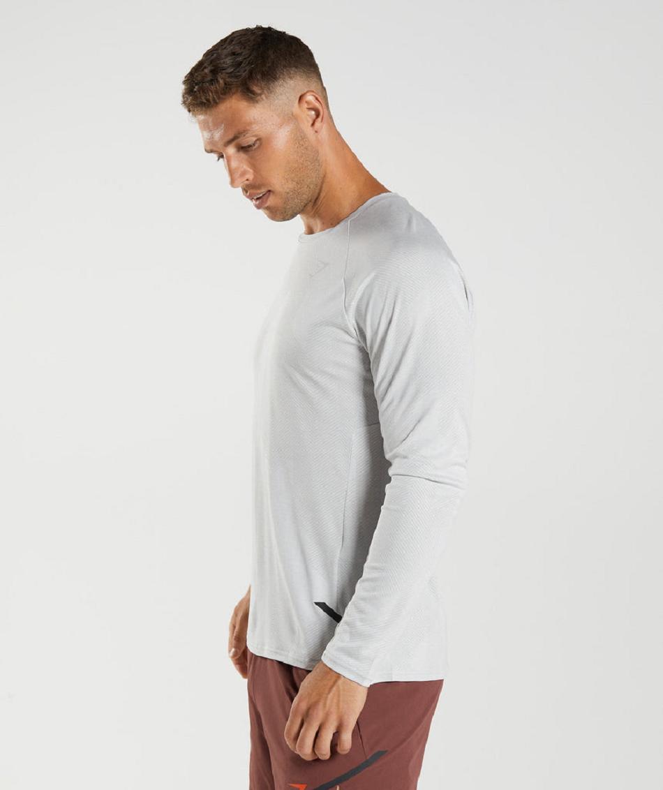 Long Sleeve Gymshark Apex Hombre Grises Claro Blancos | MX_3362CTV