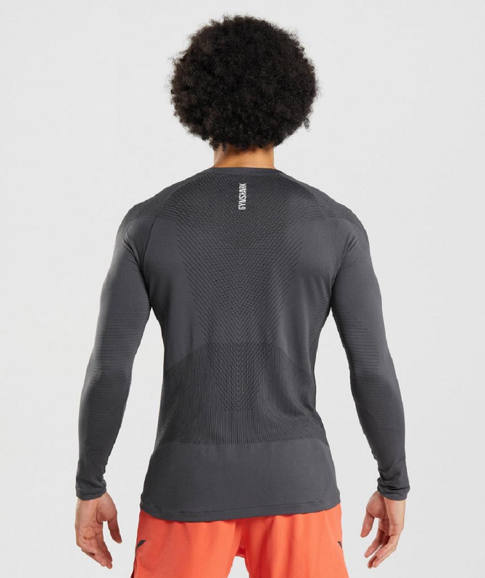 Long Sleeve Gymshark Apex Seamless Hombre Negros Grises Negros | MX_3351AHK