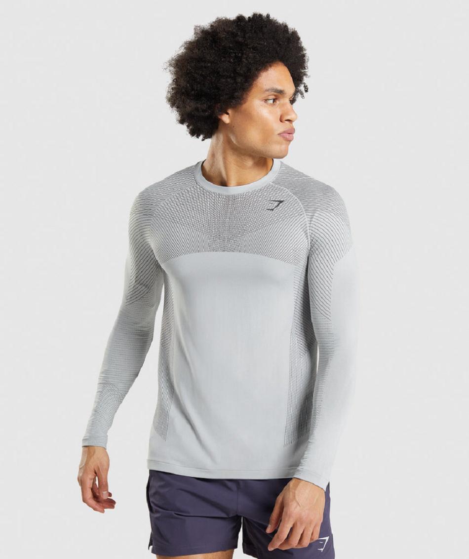 Long Sleeve Gymshark Apex Seamless Hombre Grises Claro Negros Grises | MX_3390BEX