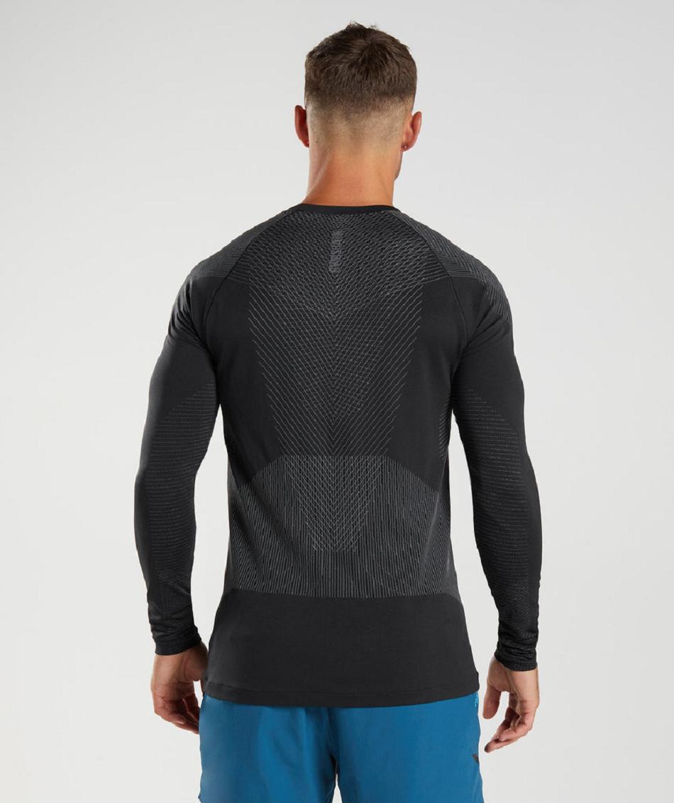 Long Sleeve Gymshark Apex Seamless Hombre Negros Grises | MX_3395EBC