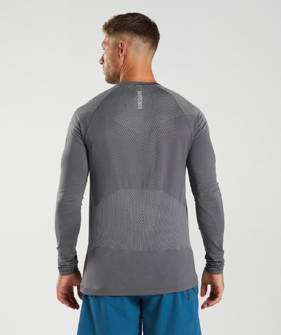 Long Sleeve Gymshark Apex Seamless Hombre Grises Grises | MX_3396RVD