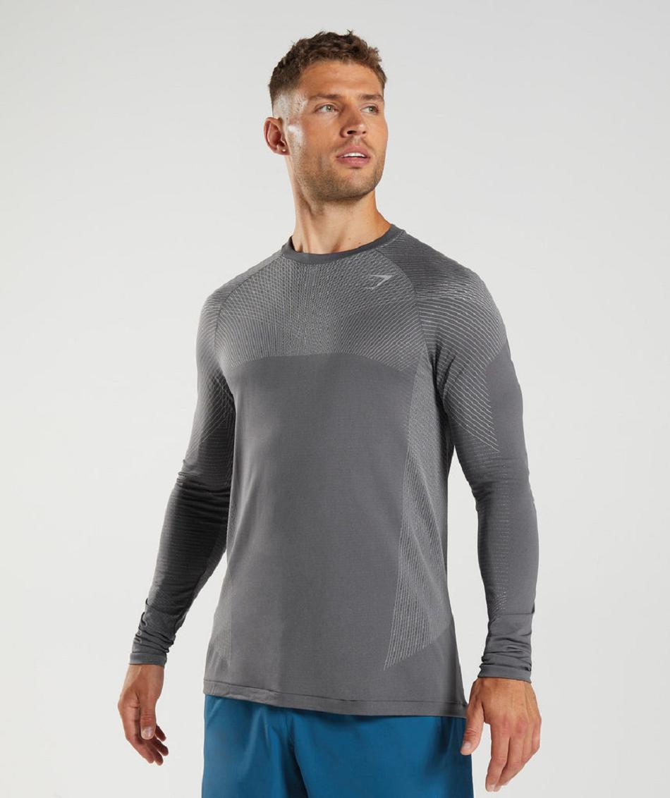 Long Sleeve Gymshark Apex Seamless Hombre Grises Grises | MX_3396RVD