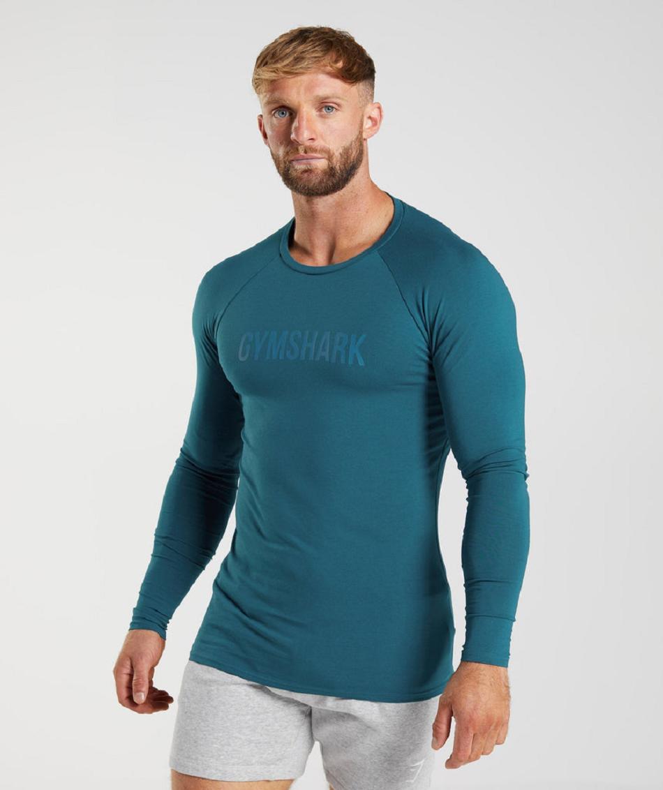 Long Sleeve Gymshark Apollo Hombre Azules | MX_3374ILH