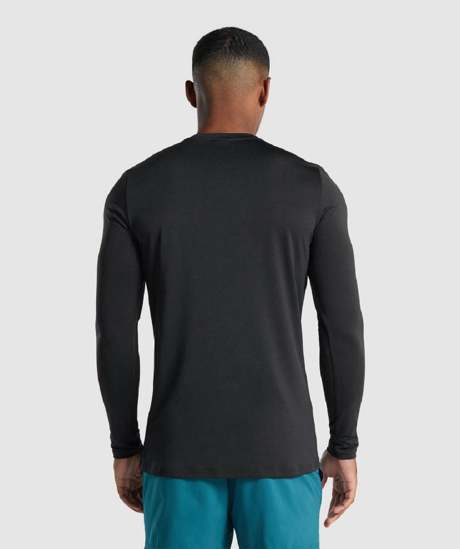 Long Sleeve Gymshark Arrival Estampados Hombre Negros | MX_3378SGL