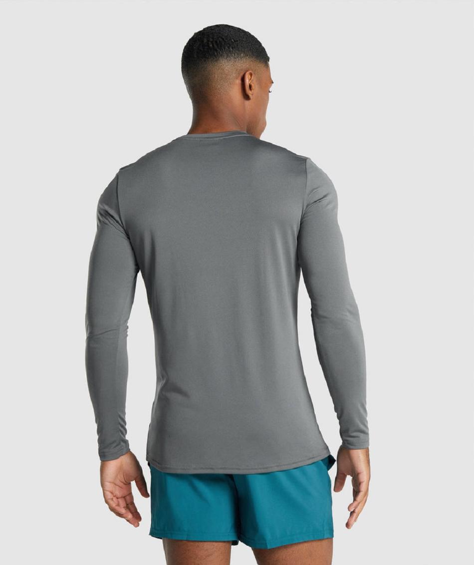 Long Sleeve Gymshark Arrival Estampados Hombre Grises | MX_3392MQZ