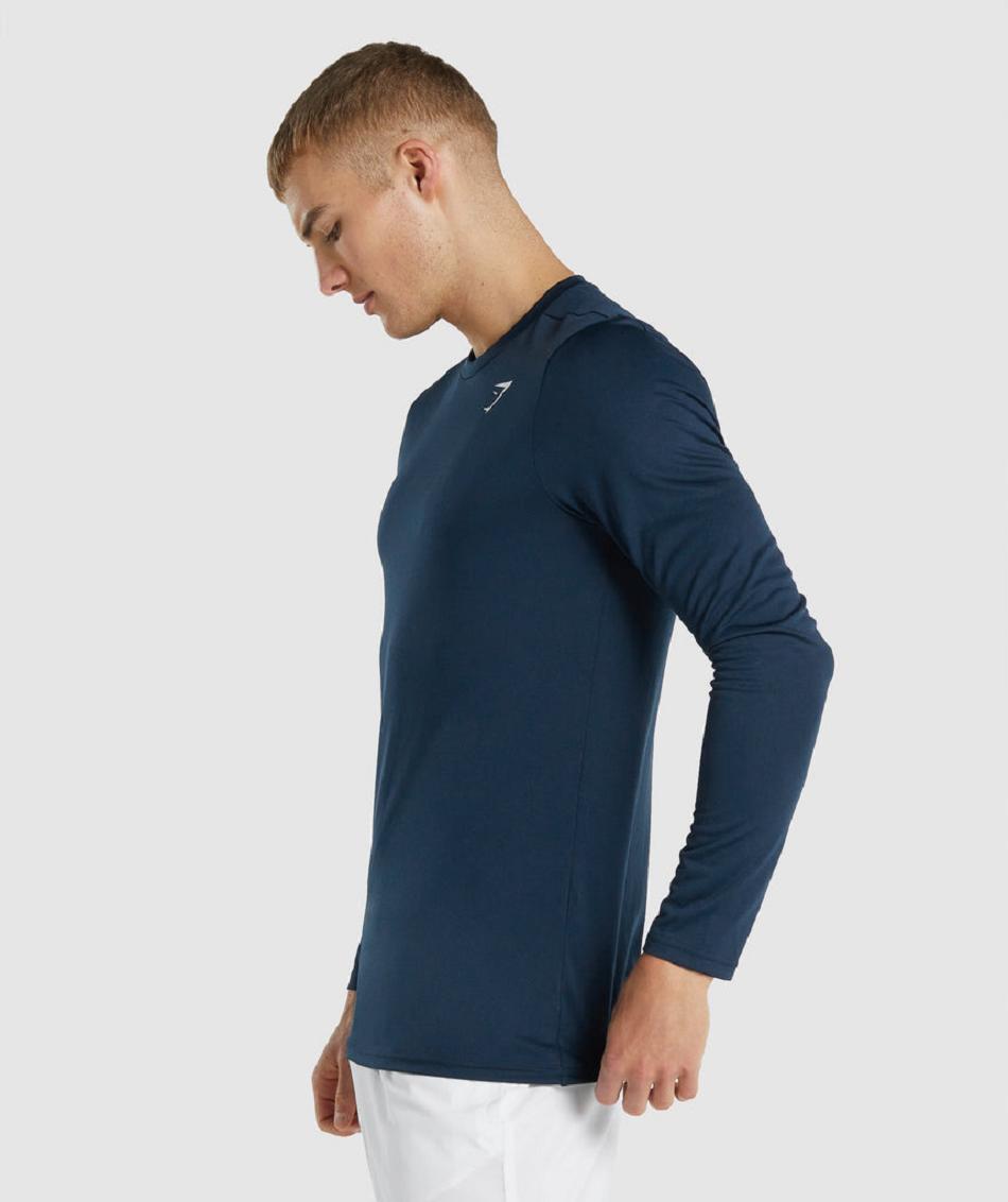 Long Sleeve Gymshark Arrival Hombre Azul Marino | MX_3411KOR