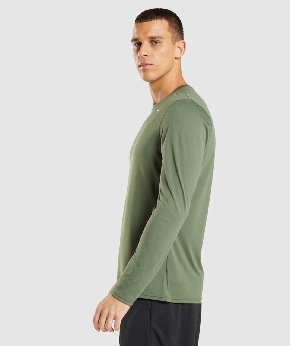 Long Sleeve Gymshark Arrival Hombre Verde Oliva | MX_3410JPQ