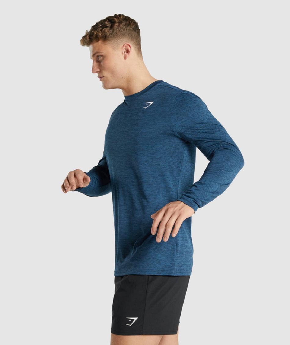 Long Sleeve Gymshark Arrival Marl Hombre Azul Marino | MX_3382HAP