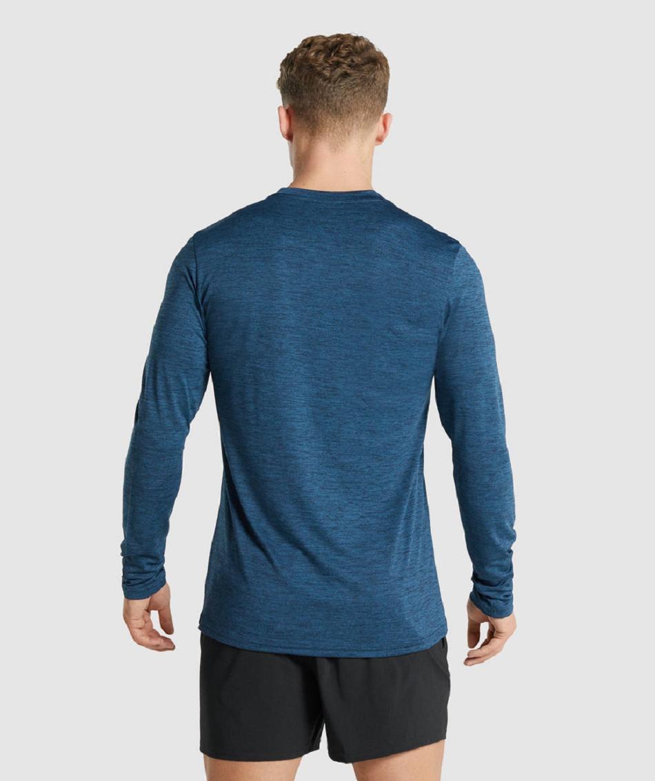 Long Sleeve Gymshark Arrival Marl Hombre Azul Marino | MX_3382HAP