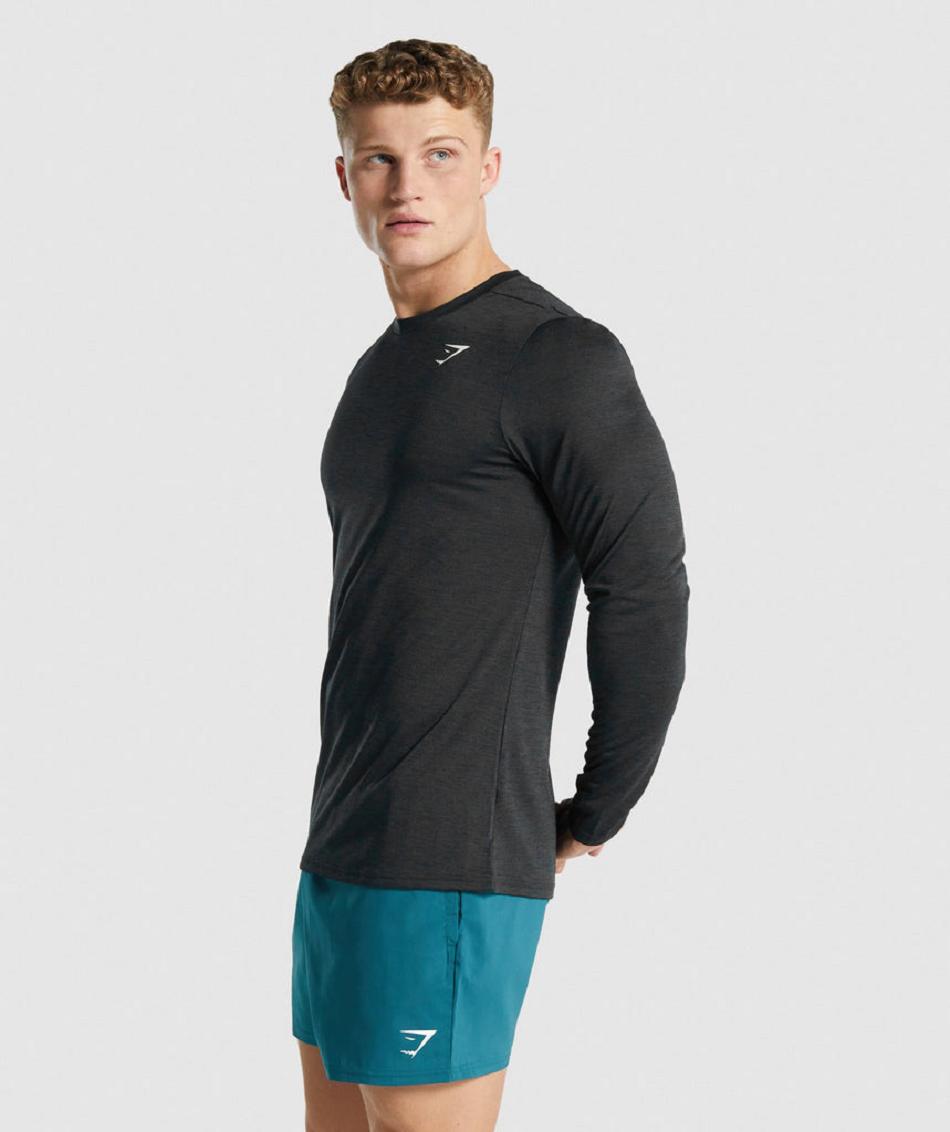 Long Sleeve Gymshark Arrival Marl Hombre Negros | MX_3391NWY