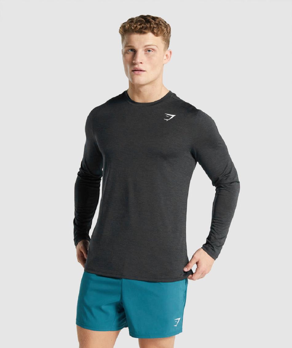 Long Sleeve Gymshark Arrival Marl Hombre Negros | MX_3391NWY