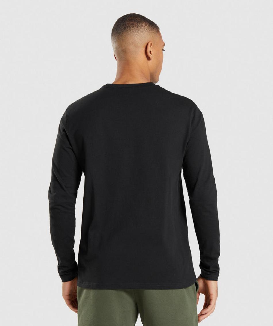 Long Sleeve Gymshark Crest Hombre Negros | MX_3432FDN