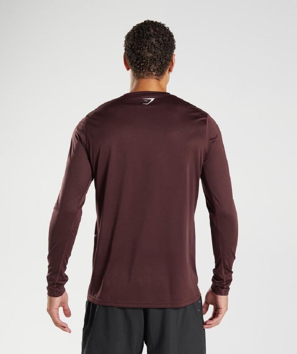 Long Sleeve Gymshark Deporte Hombre Vino Negros | MX_3417BEX