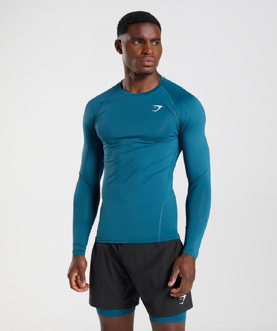 Long Sleeve Gymshark Element Baselayer Hombre Azules | MX_2945TCE