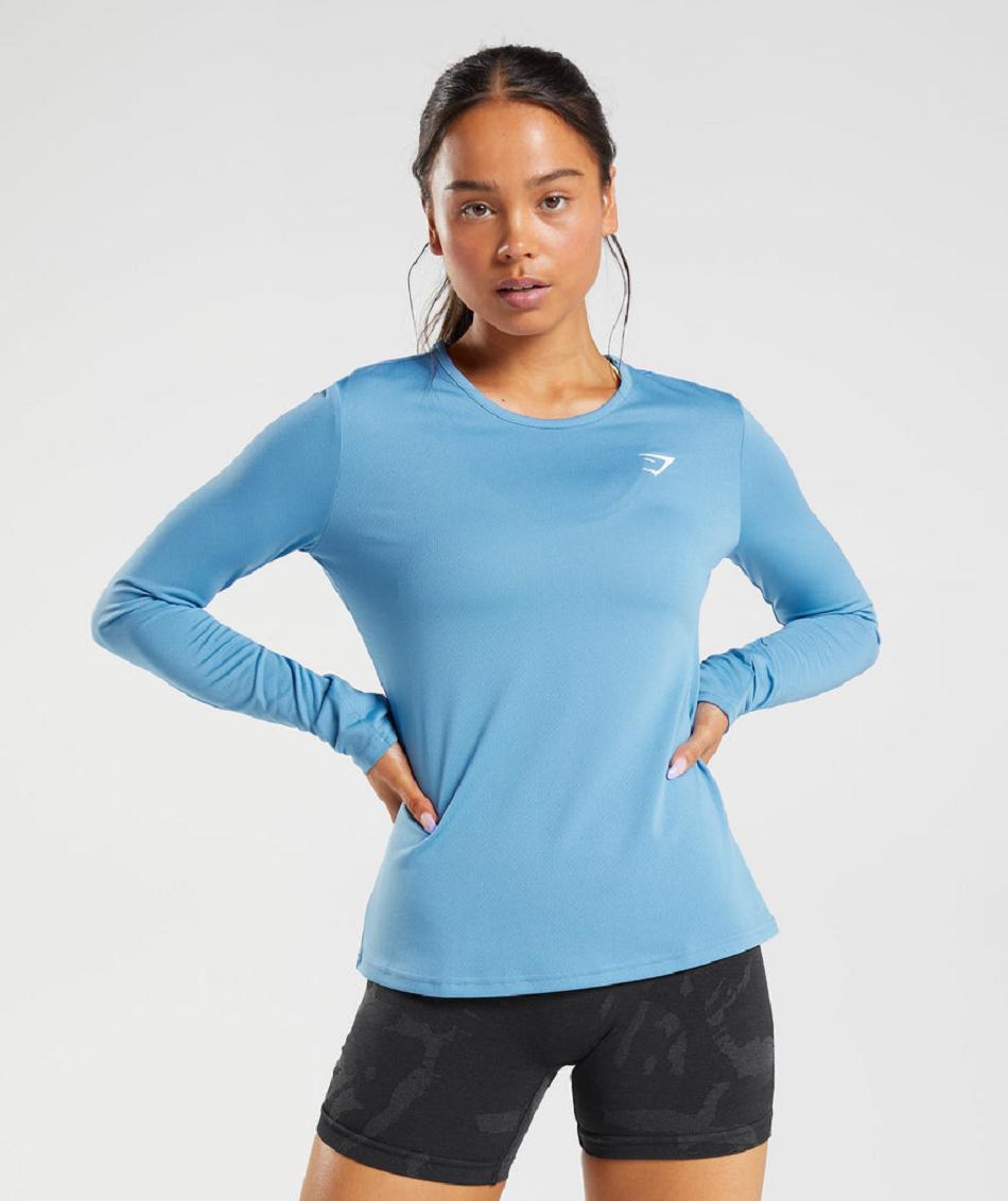 Long Sleeve Gymshark Entrenamiento Mujer Azules | MX_4282YXF