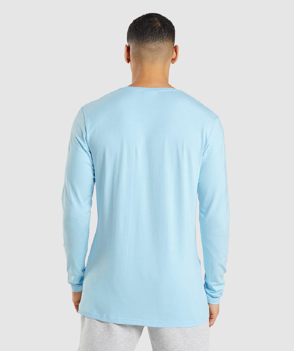 Long Sleeve Gymshark Essential Hombre Beige Azules | MX_3377AHK