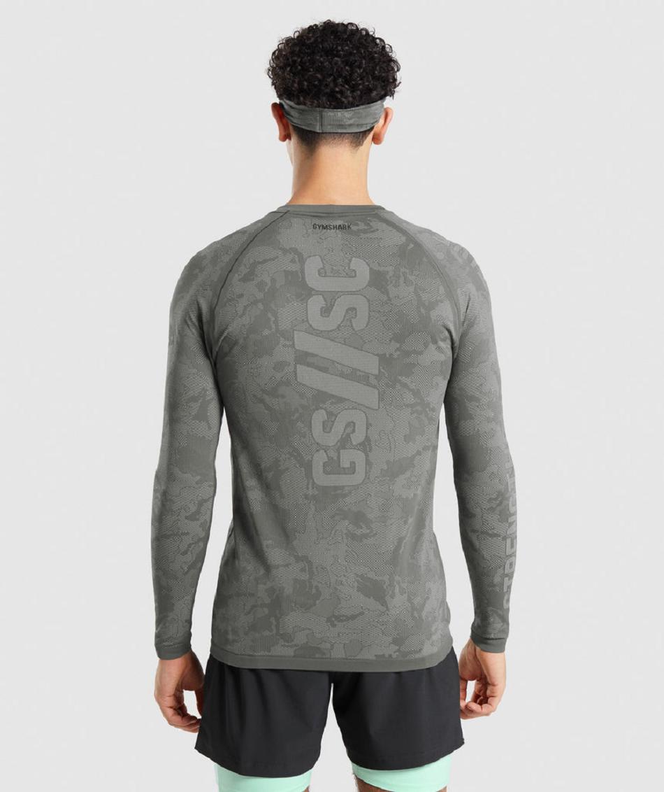 Long Sleeve Gymshark Gymshark//Steve Cook Seamless Hombre Grises | MX_3354FDN