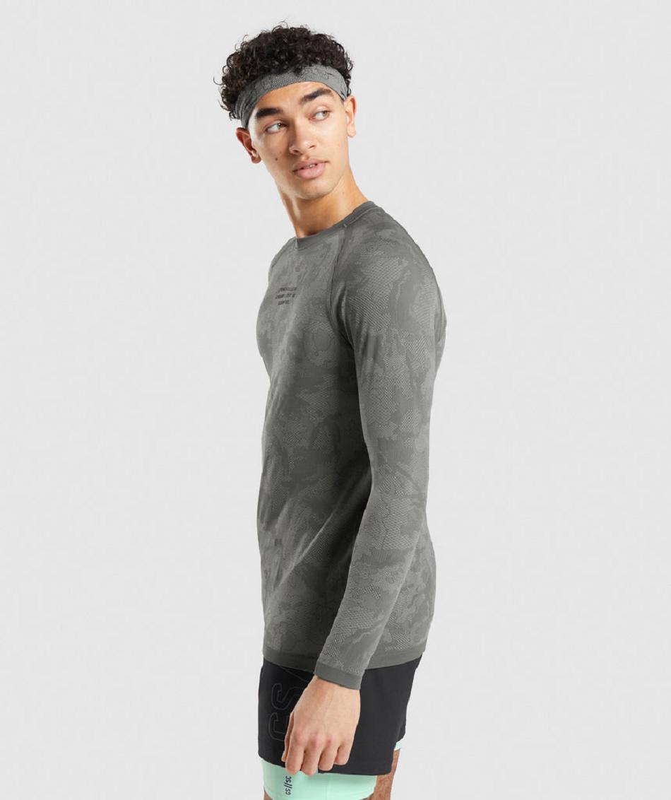 Long Sleeve Gymshark Gymshark//Steve Cook Seamless Hombre Grises | MX_3354FDN