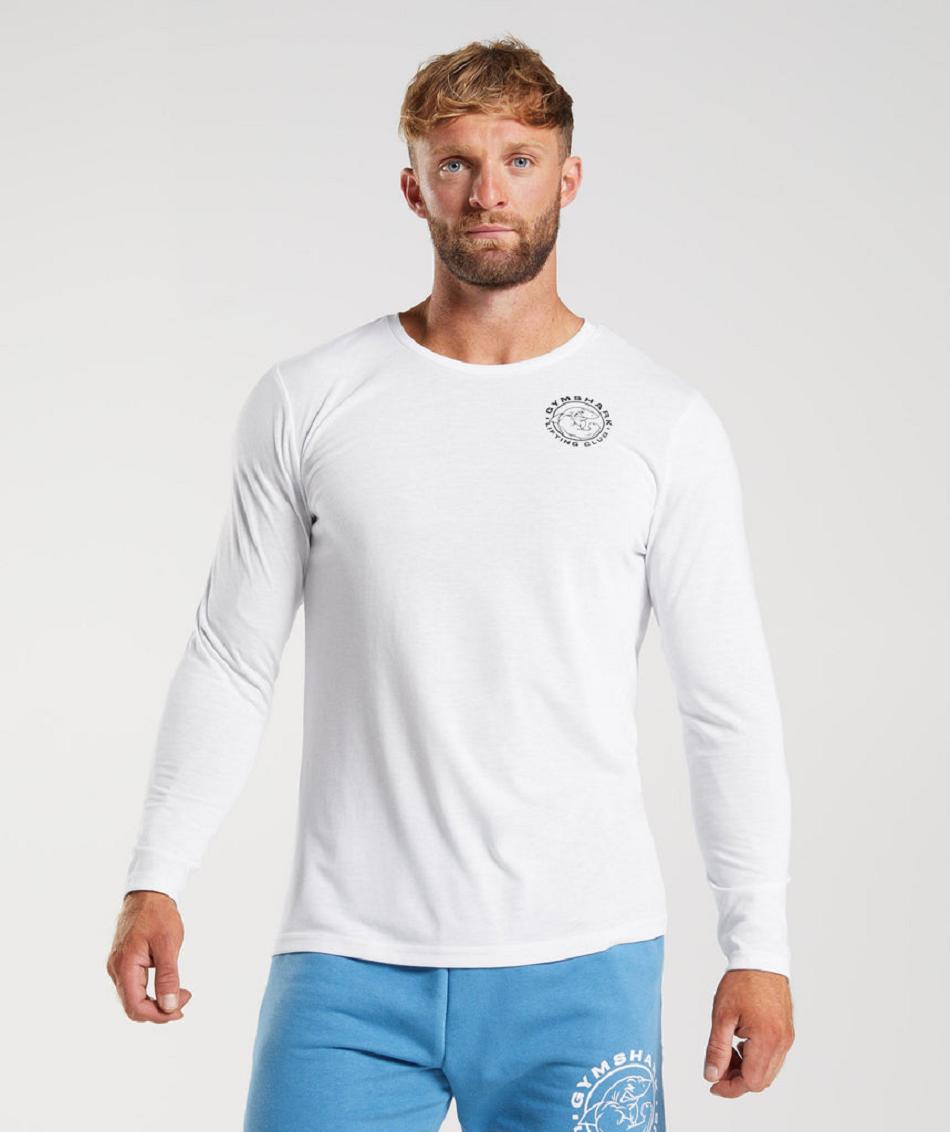 Long Sleeve Gymshark Legacy Hombre Blancos | MX_3400ILH