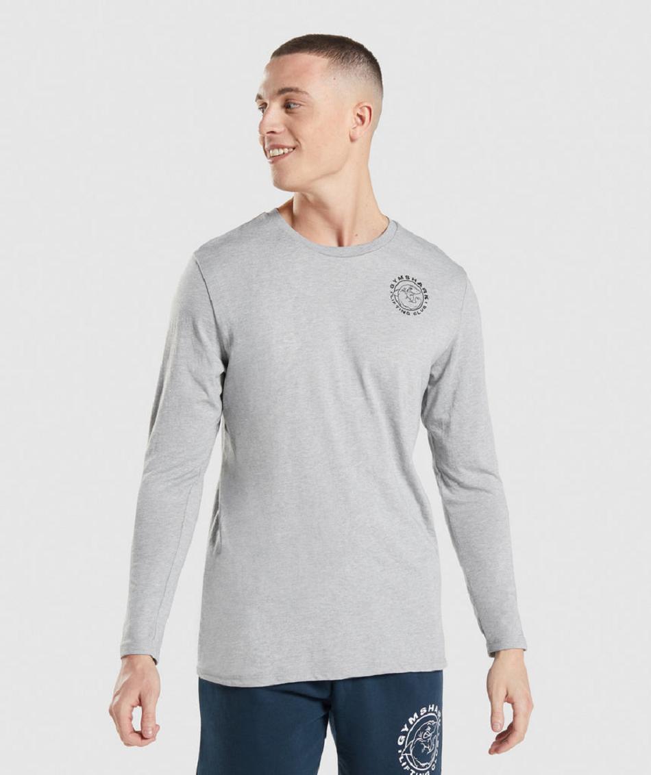 Long Sleeve Gymshark Legacy Hombre Grises Claro | MX_3359LIS