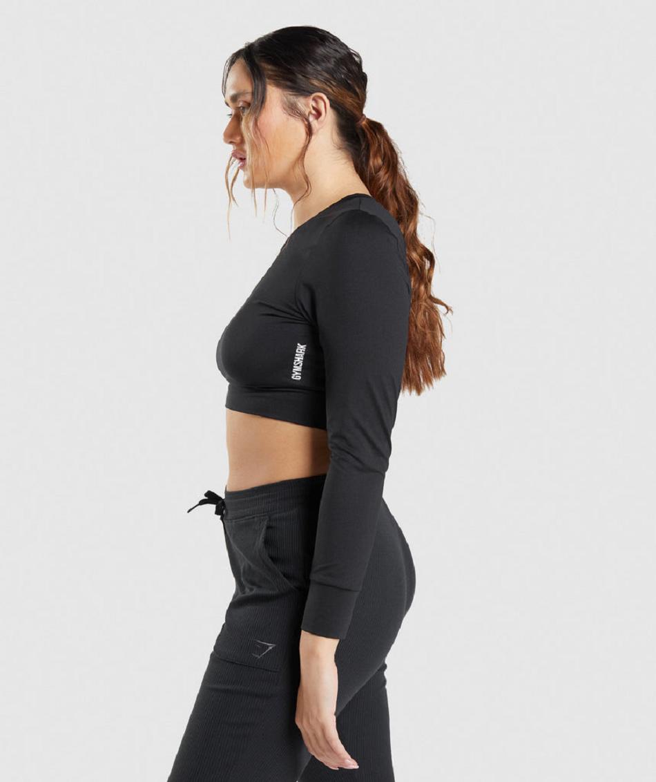 Long Sleeve Gymshark Pause Open Back Mujer Negros | MX_4250NWY