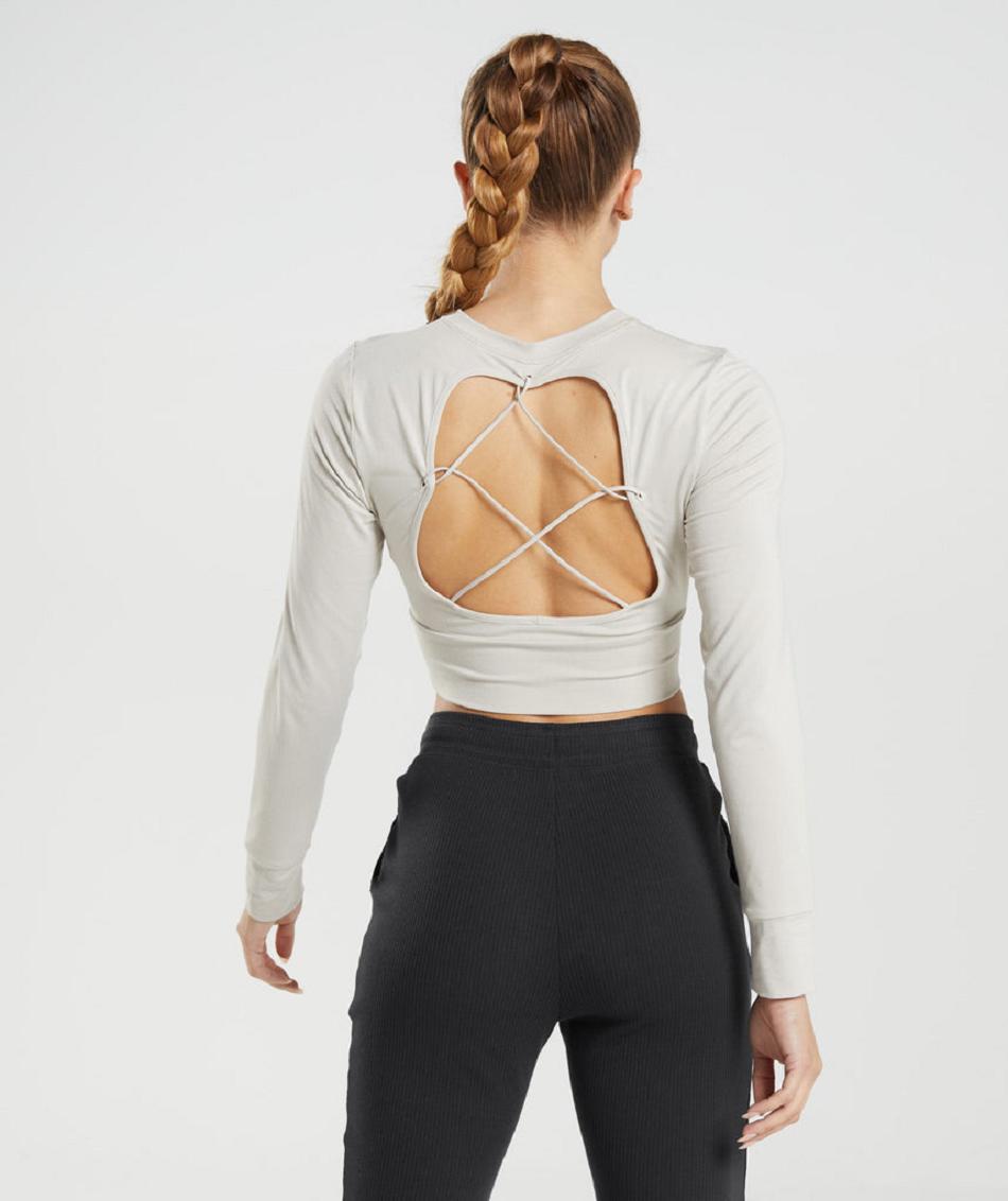 Long Sleeve Gymshark Pause Open Back Mujer Grises | MX_4259HAP